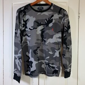 Polo Ralph Lauren Camo Waffle Knit Thermal‎ Sleep Shirt Mens Medium Preppy